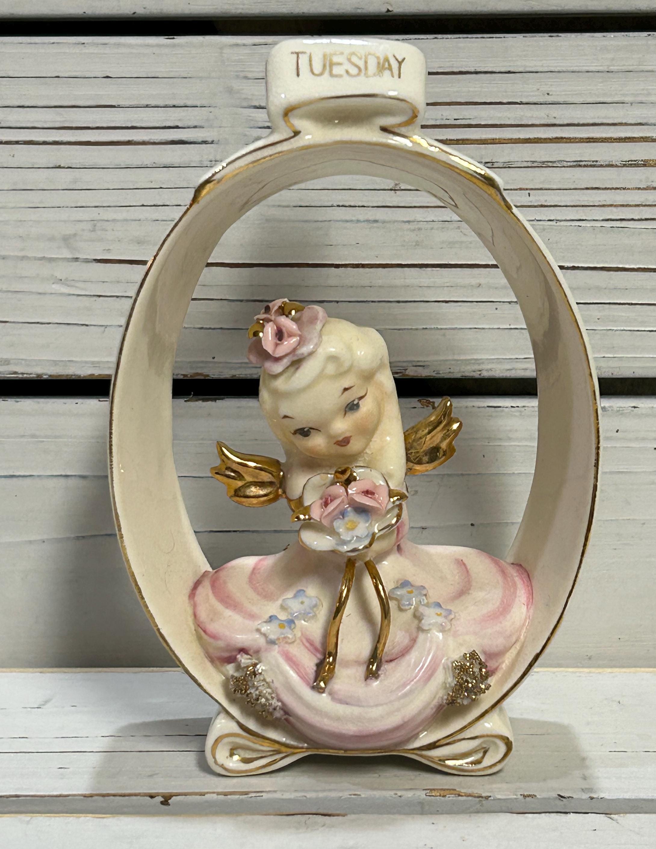 Tuesday Angel Geo Z Lefton/ Mid Century Porcelain Birthday Angel