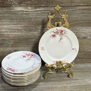 Eschenbach bread Plate with Pink Roses /Made in Bavaria/ Set 4