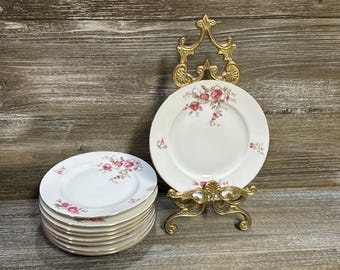 Eschenbach bread Plate with Pink Roses /Made in Bavaria/ Set 4