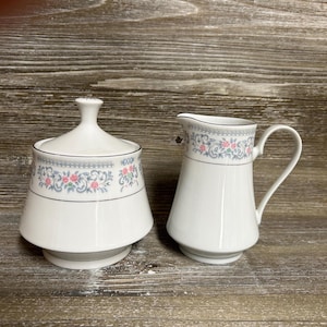 Vintage sugar and creamer: China Pearl creamer and sugar/Miidcentury sugar and creamer