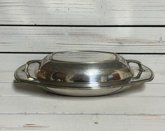 Vintage silver plated server/ Lidded sever/Community plate 14840