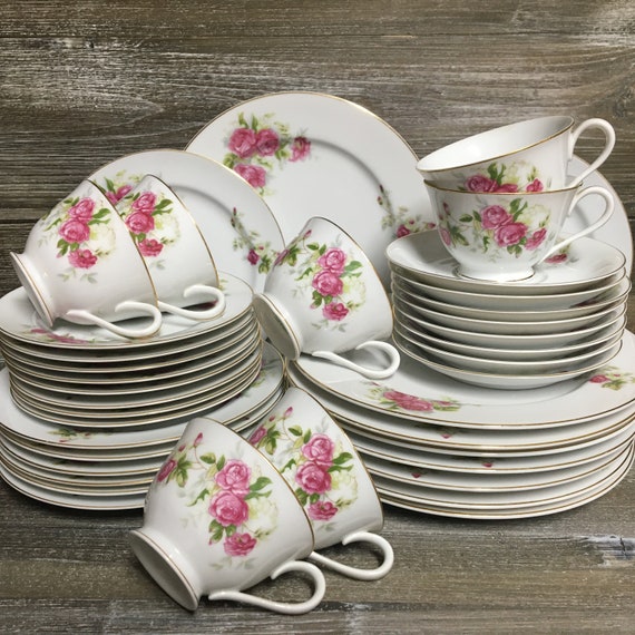 RC Made in Japan Vintage Floral Rose China Made by Noritake/ 53 Pc