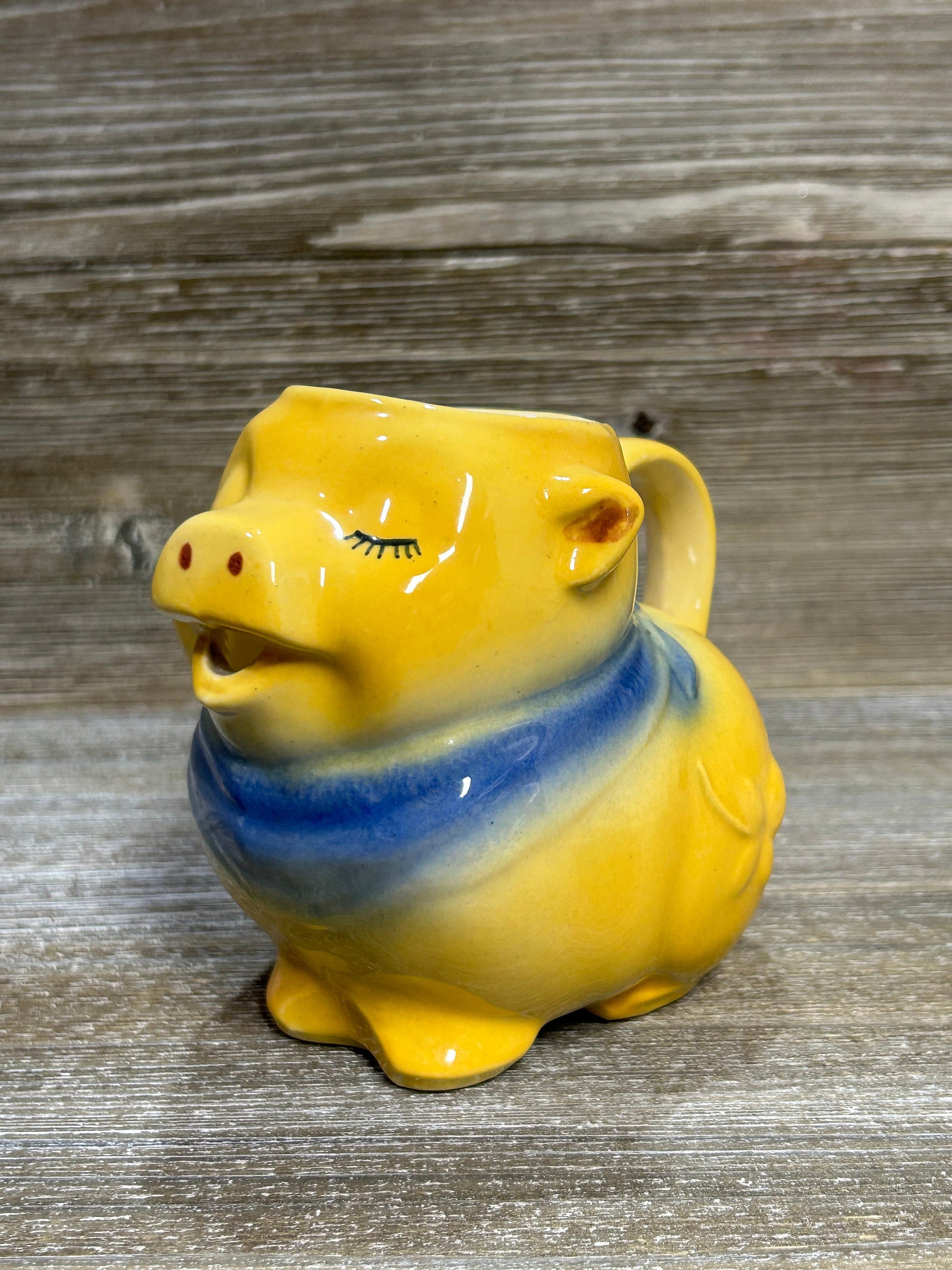 アンティーク Piggery Pottery陶器製ランプ サイン入り希少 Vintage Shawnee Pottery Pig Creamer Pitcher/vintage Ceramic Pig