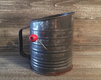 Bromwell/Vintage flour sifter/Farmhouse sifter/ Farmhouse decor/ kitchen decor/ Vintage metal hand sifter/ Country decor/ Primitive decor