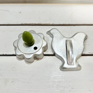 Vintage aluminum cookie cutters/ Mirror cookie cutters/ Farmhouse, primitive, country kitchen decor/ Package tie ons/ Collectible kitchen