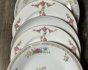 6 mismatched floral dinner plates