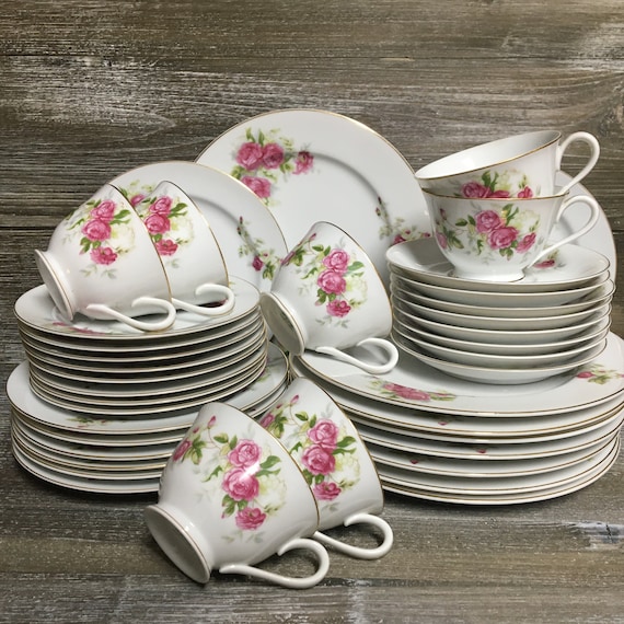 RC Made in Japan Vintage Floral Rose China Made by Noritake/ 53 Pc