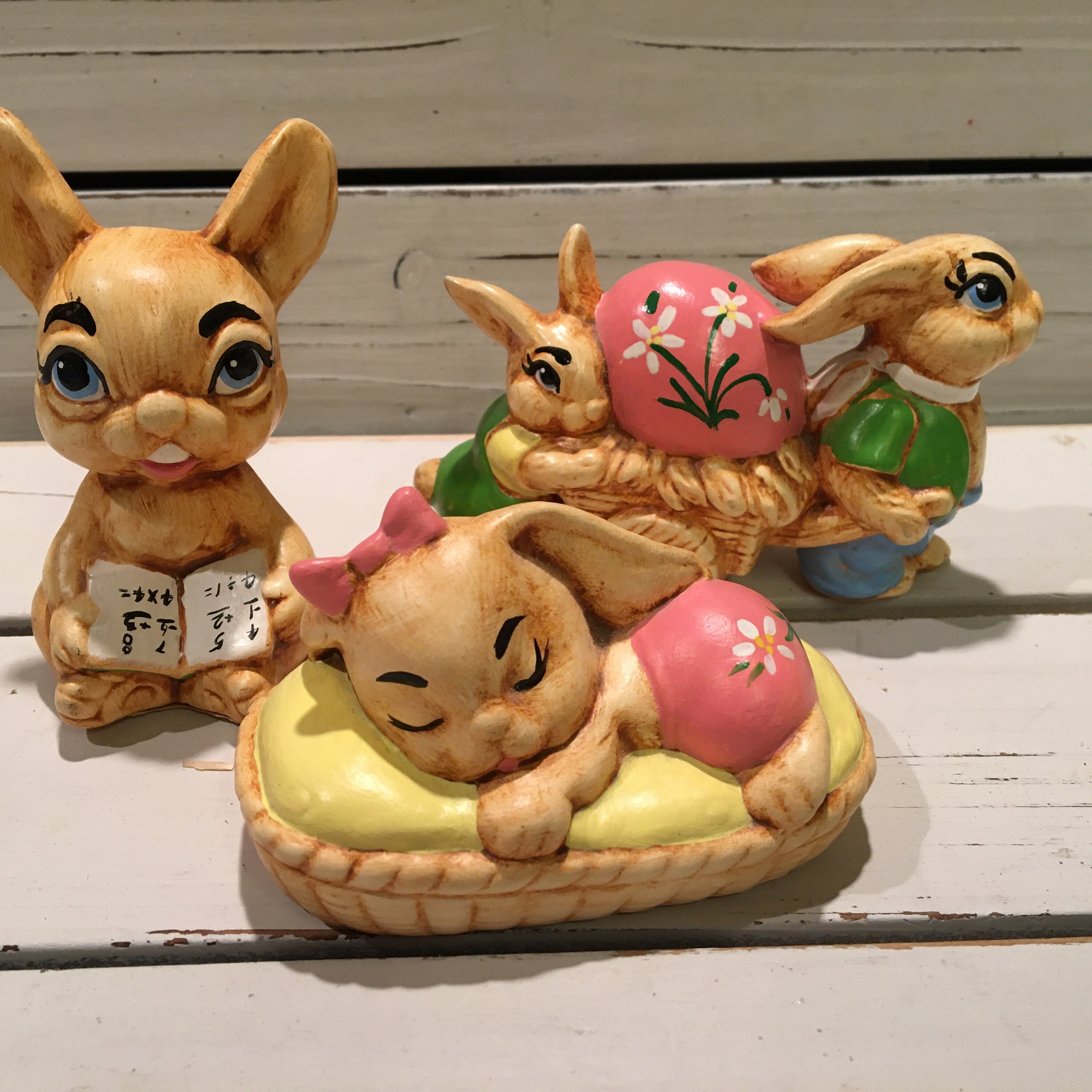 Set 3 Small Vintage Easter Bunny Ceramic Figurines/easter Etsy