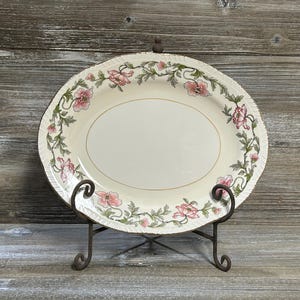 Vintage Homer  Laughlin ceramic platter/ Pink Poppy Homer Laughlin platter
