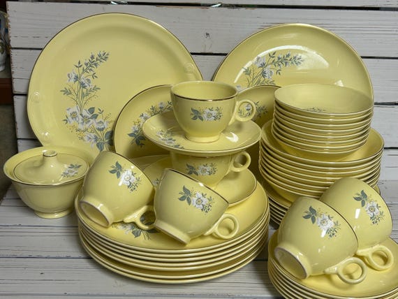Yellow Versatile Taylor Smith Vintage China/ 48 Pc Set Mid Century