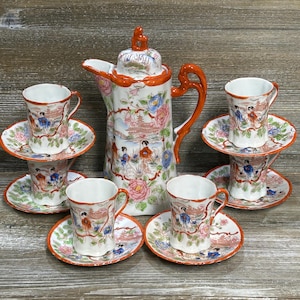 Vintage 1930 Geisha girl chocolate coffee pot 13 pc set