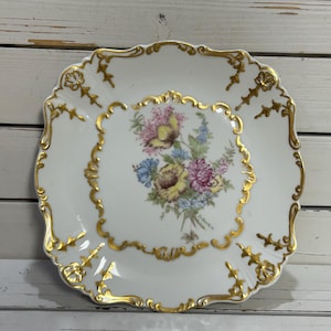 Vintage square floral dinner plates/ wall decor/ Cottage decor