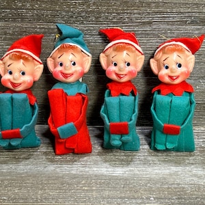 Midcentury knee hugger elves/ Christmas elves/Made in Japan/seasonal decor/ Sold separately