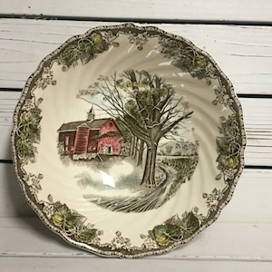 The Friendly Village vegetable bowl/ Brown and white transferware/ Vintage Johnson Brothers  bowl