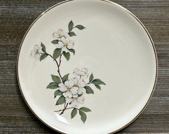 Set mit 5 Vintage-Speisetellern von Homer Laughlin, Modell „Dardwood“ / Speiseteller mit Blumenmuster aus der Mitte des 20. Jahrhunderts von Homer Laughlin