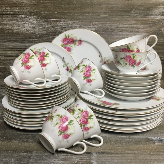 RC Made in Japan Vintage Floral Rose China Made by Noritake/ 53 Pc