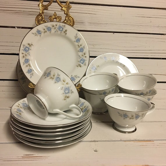 18 Pc Floral Teacup,saucer,dessert Plate Rhapsody Fine China