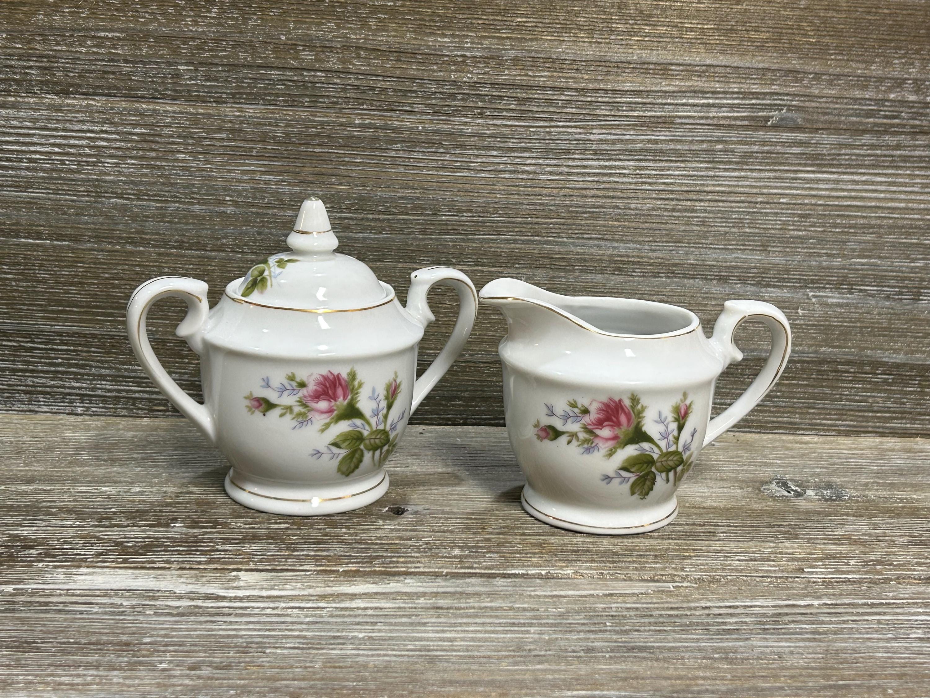 Small Moss Rose Ceramic Sugar and Creamer - Etsy