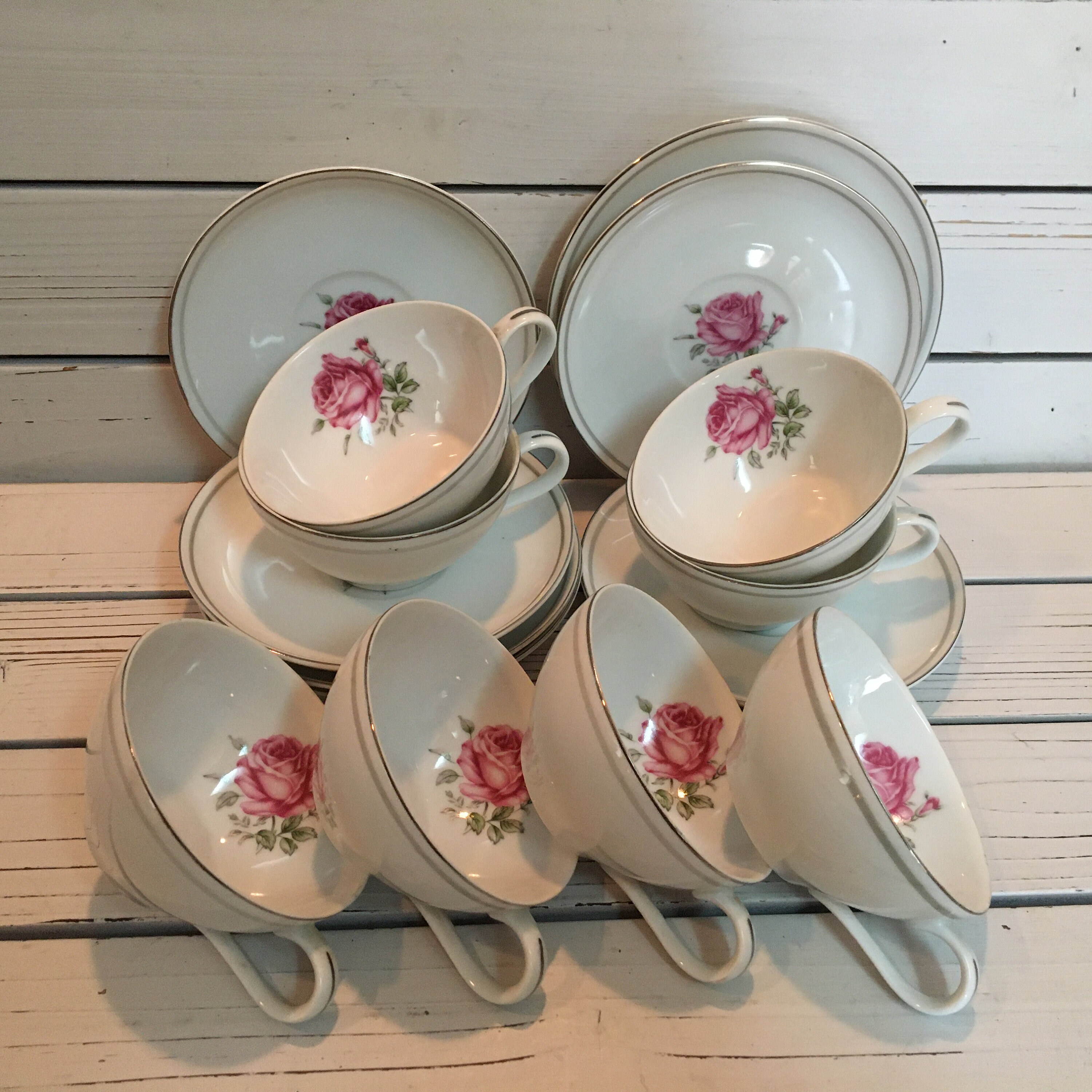 Imperial Rose Fine China Japan/ 7 Midcentury Teacups/ Vintage Etsy