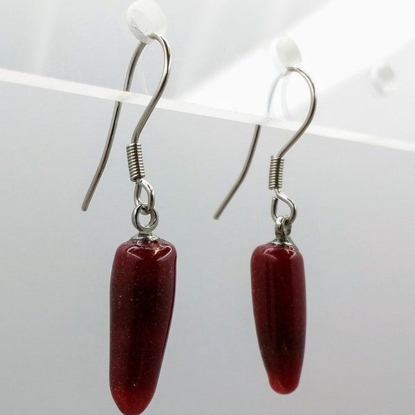 boucles d'oreilles "piment rouge" en verre filé