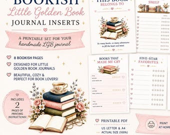 Little Golden Book Journal Inserts | Bookish Reading Tracker Pages (PDF)