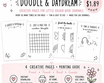 Doodlepagina's voor Little Golden Book | Creatieve dagboekinzetstukken (PDF-download)
