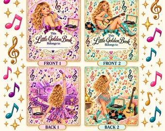 Taylor Swift Inspired Little Golden Book Inside Covers | 2 Fronts + 2 Matching Backs | Printable Journal Covers