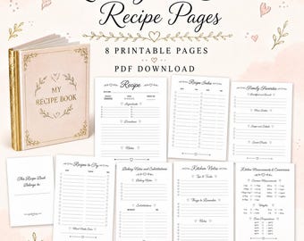 Little Golden Book Recipe Inserts, Printable Recipe Book Pages, 6.4 x 8 PDF, Cooking Journal Inserts, Digital Download