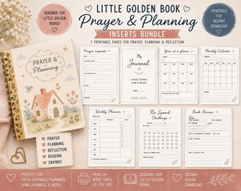 Inlegpagina's voor Little Golden Book-dagboeken | Printbaar PDF-pakket | Direct downloaden | DIY Junk Journal | Gebedsdagboek | Inlegpagina's voor herinneringsboeken