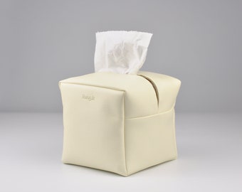 Square Tissue Box Cover, Facial Tissue Holder, Toilet Paper Holder, Soft Touch, off white