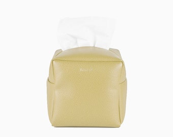 PU Leather Tissue Box Cover, Square Tissue Holder, Facial Tissue Case, Toilet Paper Holder, Soft Touch, kahki