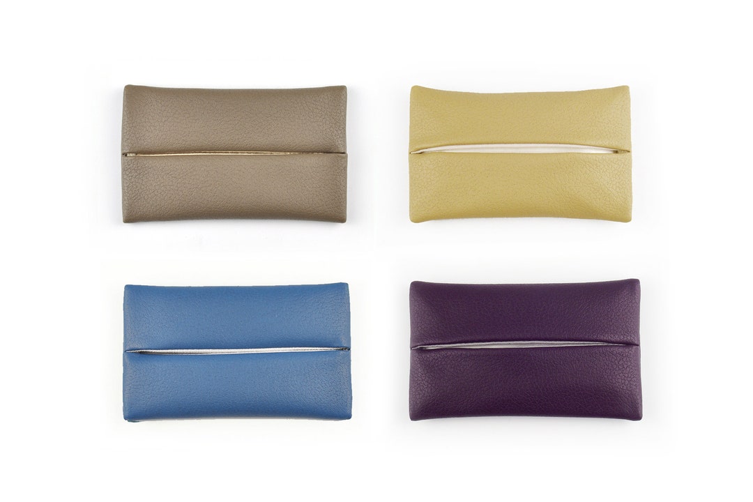 Soft PU Leather Pocket Tissue Holder for Purse, Travel Go Pack Tissue