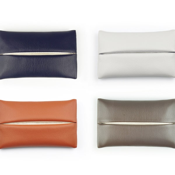 PU Leather Pocket Tissue Cover, Travel Tissue Holder, Pocket Size Tissue Holder for Purse, Gift Idea, Dark Blue/Brown/Grey/Orange/White