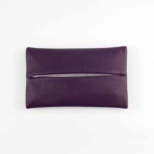 Porta pañuelos de bolsillo de piel sintética para bolso, porta pañuelos de viaje, funda para coche, estuche portátil para pañuelos, bolsa para pañuelos, morado oscuro