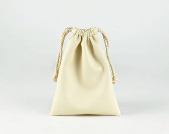 Soft PU Leather Drawstring Bag, Small String Pouch, Jewelry Bag, Gift Bags  for her/him, Off-White