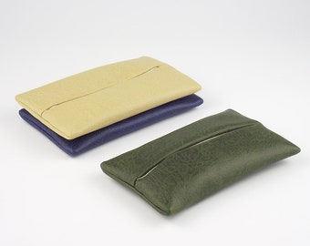 PU Leather Pocket Tissue Cover, Travel Tissue Holder, Portable Tissue Case, Tissue Pouch, Soft Touch, Army Green/Begie/Dark Blue