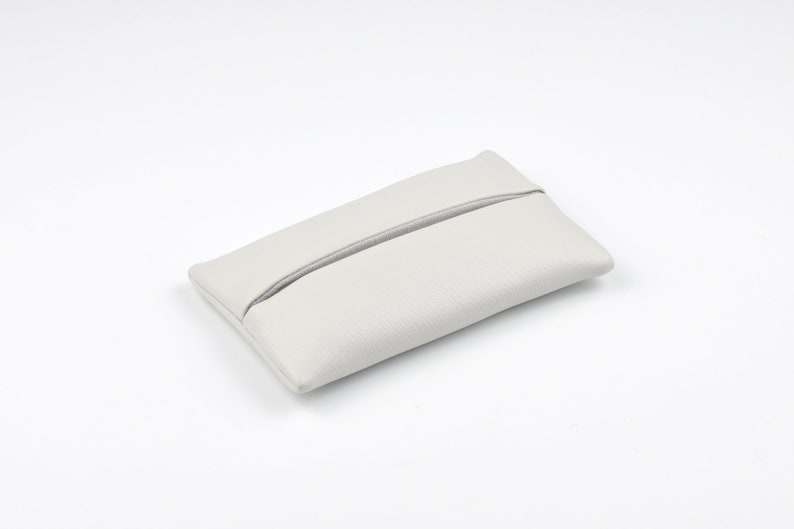 PU Leather Pocket Tissue Cover, Travel Tissue Holder, Pocket Size Tissue Holder for Purse, Gift Idea, Dark Blue/Brown/Grey/Orange/White Light Gray