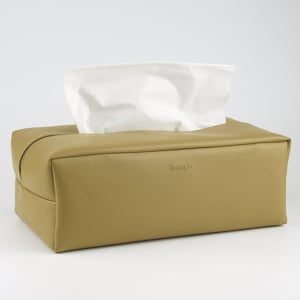 PU Leather Tissue Box Holder, Rectangle Tissue Box Cover , Facial Tissue Holder, Soft Touch, Khaki image 1