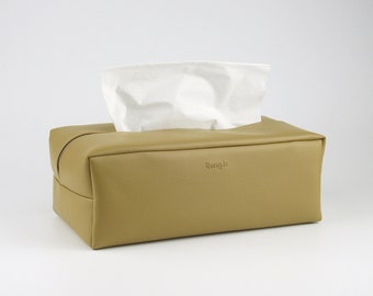 PU Leather Tissue Box Holder, Rectangle Tissue Box Cover , Facial Tissue Holder, Soft Touch, Khaki