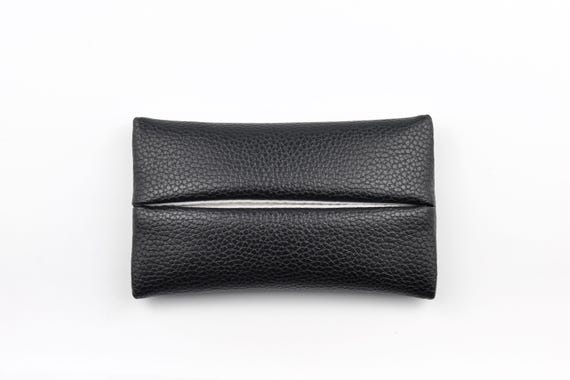 Leather Pocket Tissue Holder On-the-Go Tissue Pack Cover for Purse, Black/Grey/Brown/Tan/Blue/Off-White