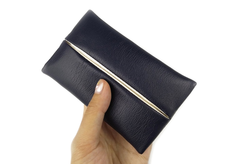 PU Leather Pocket Tissue Cover, Travel Tissue Holder, Pocket Size Tissue Holder for Purse, Gift Idea, Dark Blue/Brown/Grey/Orange/White image 3