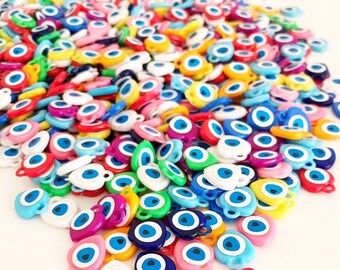 100 pcs evil eye charm, unique wedding favors, rainbow evil eye bead, resin evil eye beads, greek evil eye charm, mix color evil eye bead