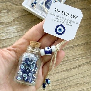 Evil Eye Gift Box, Christmas Gift Box for Women & Men, Mini Evil Eye Bottle Decor, Greek Evil Eye, Wedding Favors, Ready Gift with Card