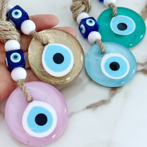 Turkish Evil Eye Wall Hanging, Home Protection Glass Charm, Protective Evil Eye Home Decor, Positive Energy, Housewarming Gift Idea