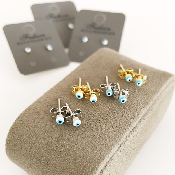 Evil eye earrings, white blue evil eye, evil eye studs, evil eye jewelry, dainty earrings, casual earrings, stud earrings, gold silver eye