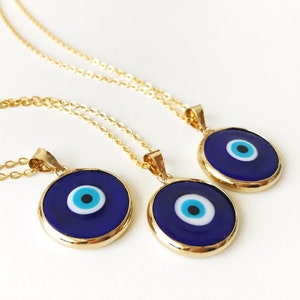 Evil eye necklace, blue evil eye bead, evil eye charm necklace, nazar boncuk, glass evil eye bead, turkish evil eye, silver necklace jewelry