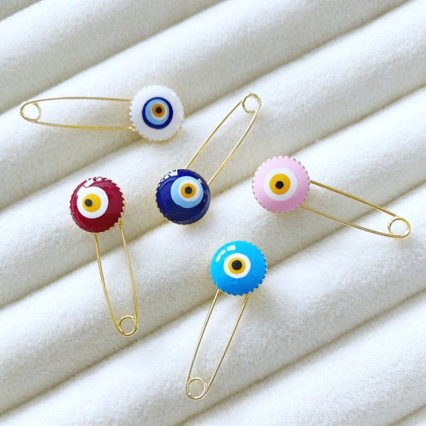 Evil Eye Baby Pin, Baby Protection Pin, Evil Eye Safety Pin, Newborn Gift Pin