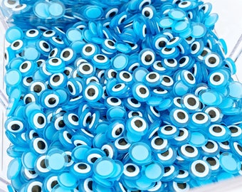 Blue Evil Eye Cabochons, BULK 1000 pcs, Transparent Blue Resin Cabs, Evil Eye Cans, Evil Eye Kids Jewelry Supply, DIY Jewelry, 8mm 10mm bead