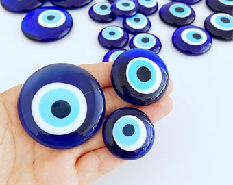 Blue evil eye charm, 5 to 100 pcs, glass evil eye beads without hole, greek evil eye wedding favors, evil eye party favor, lampwork eyes