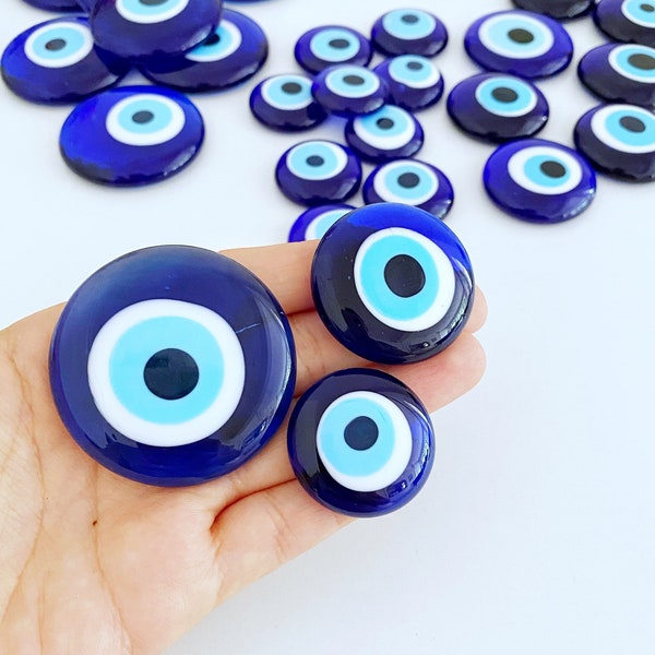 Blue evil eye charm, 5 to 100 pcs, glass evil eye beads without hole, greek evil eye wedding favors, evil eye party favor, lampwork eyes